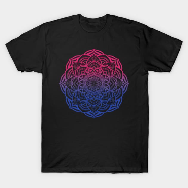 Gradient Bi Pride Mandala T-Shirt by JustGottaDraw